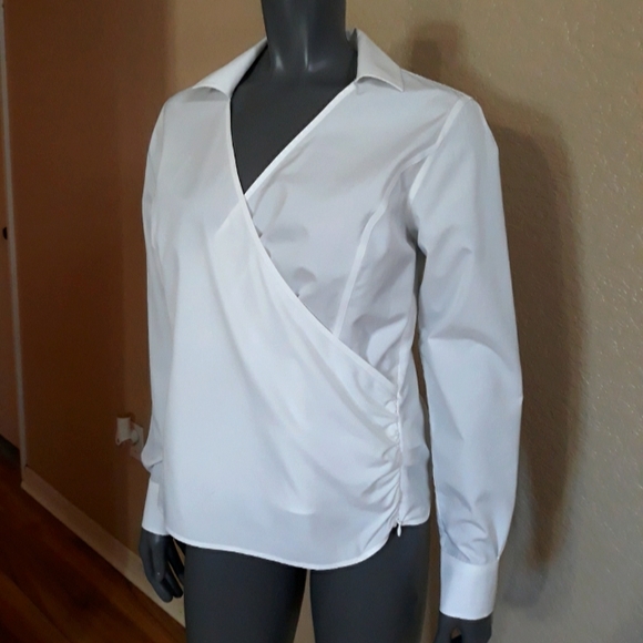 Brooks Brothers Criss cross  White Blouse w/ side zipper - Picture 3 of 12